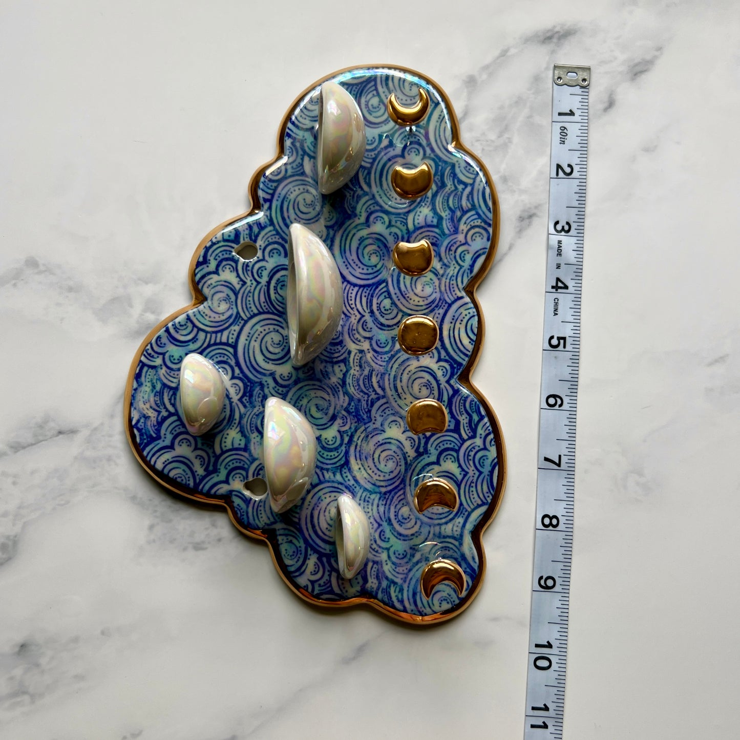 5 Dish Cloud Jewelry Wall Hanging Necklace Display with Ring Dishes #5