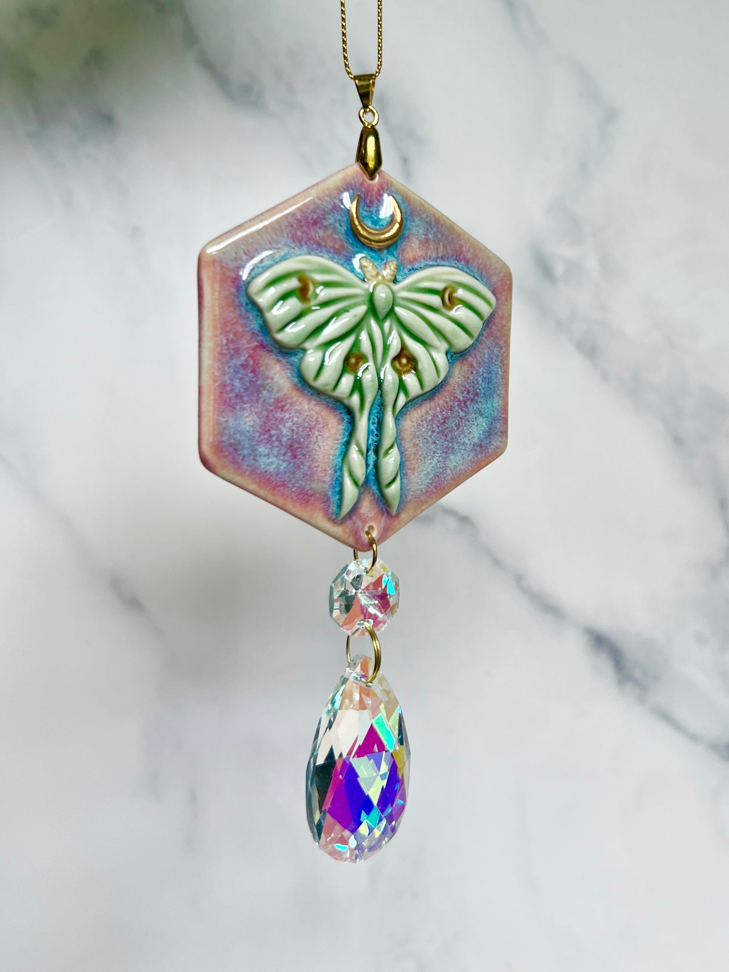 Luna Moth Sun Catcher Round Wall Hanging Decor