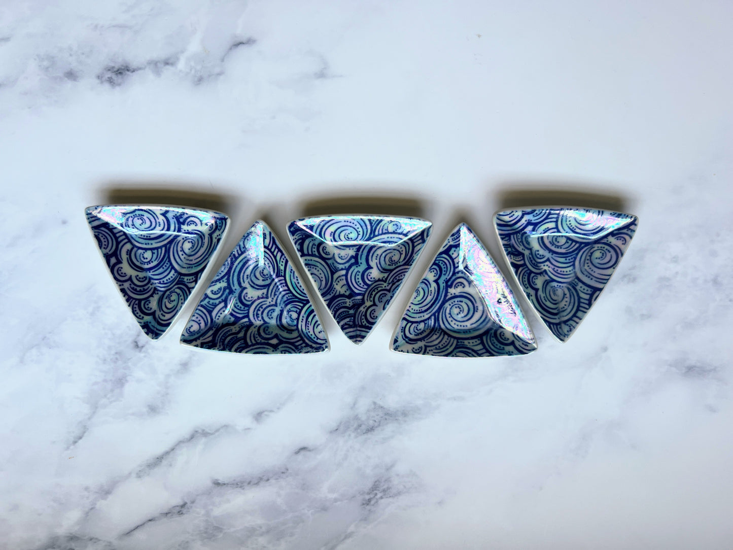 Cloud Triangle Circle Dish Iridescent Altar Ring Jewelry Tray