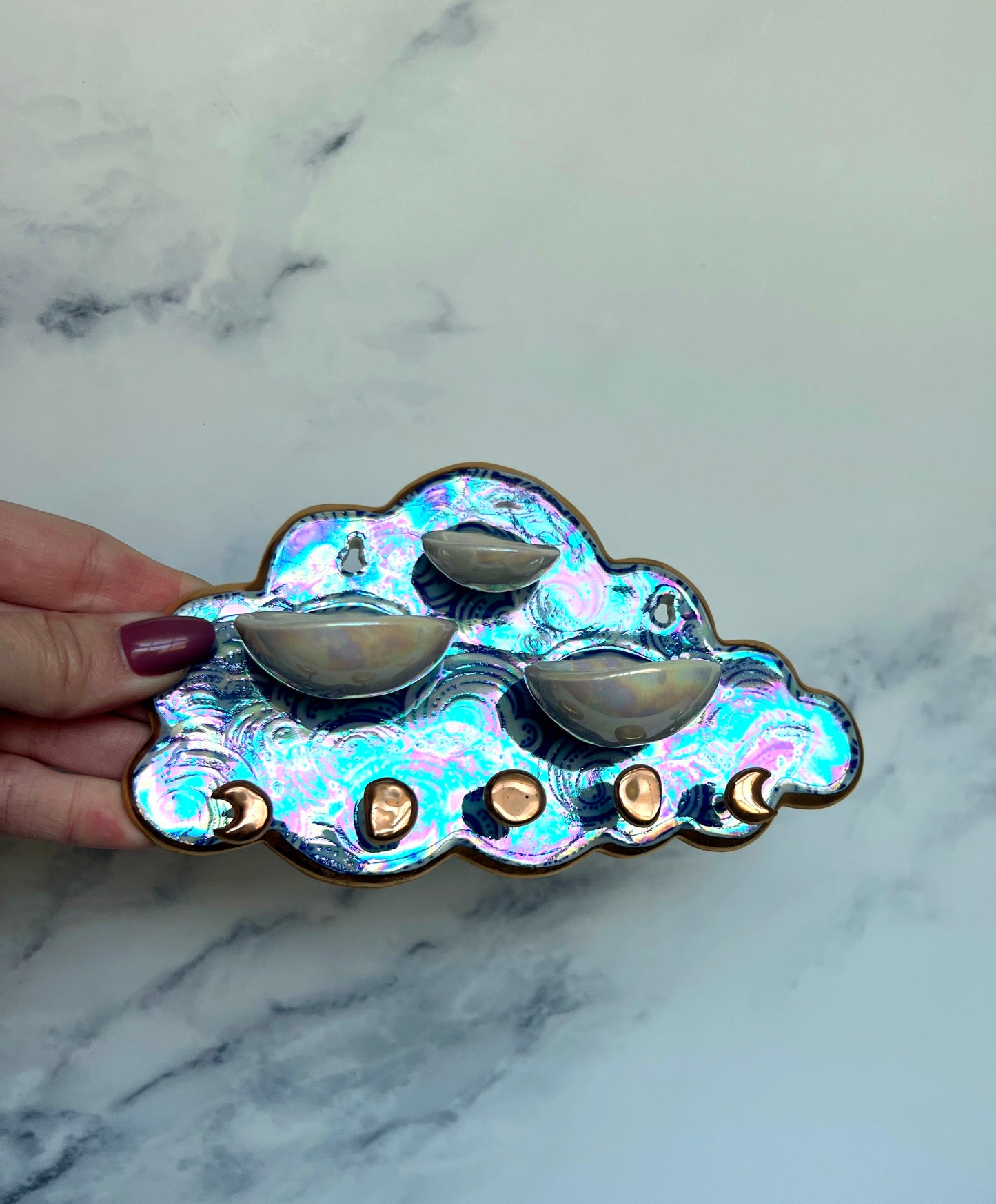 PRE-ORDER Cute Cloud Jewelry Wall Hanging Necklace Display with Ring Dishes