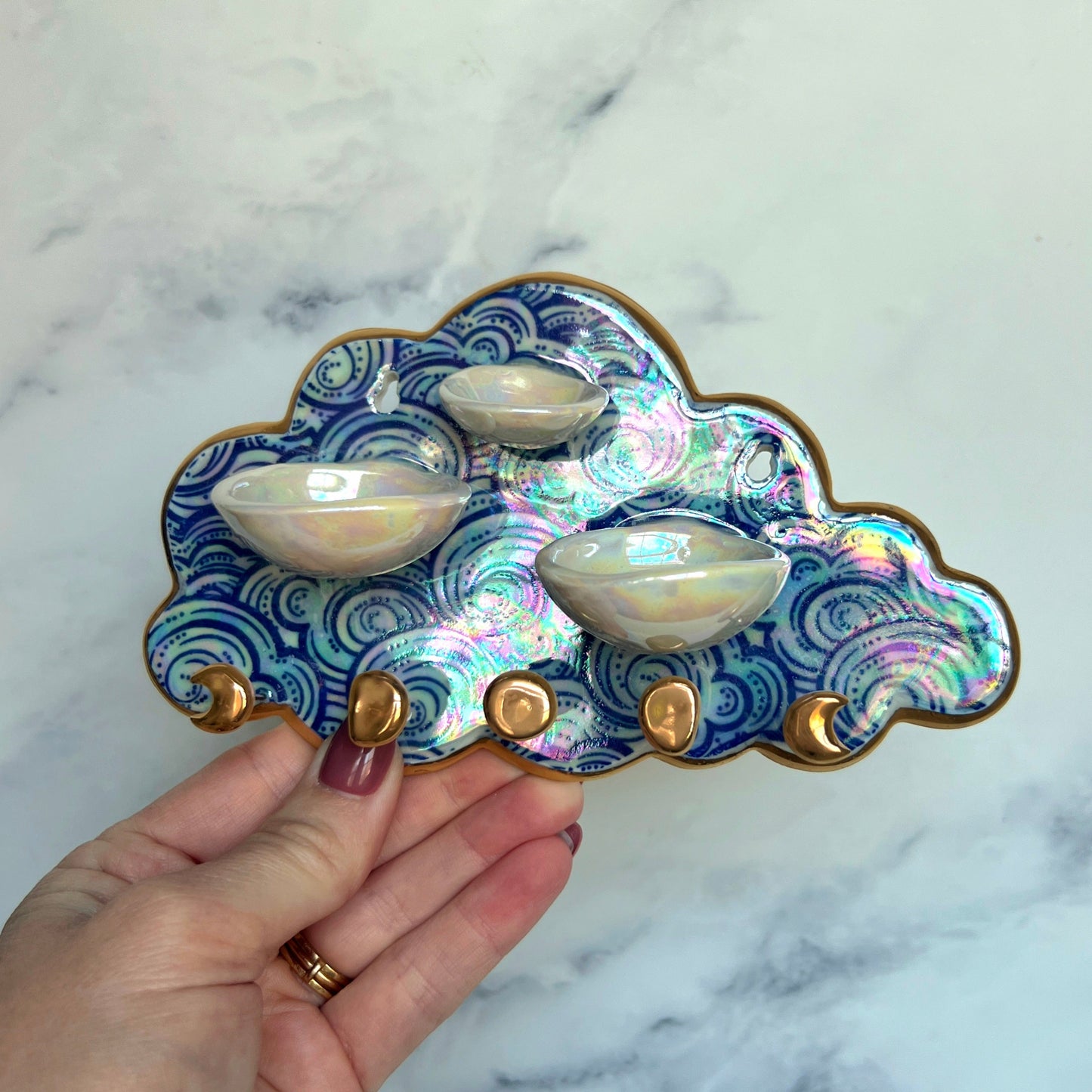 PRE-ORDER Cute Cloud Jewelry Wall Hanging Necklace Display with Ring Dishes