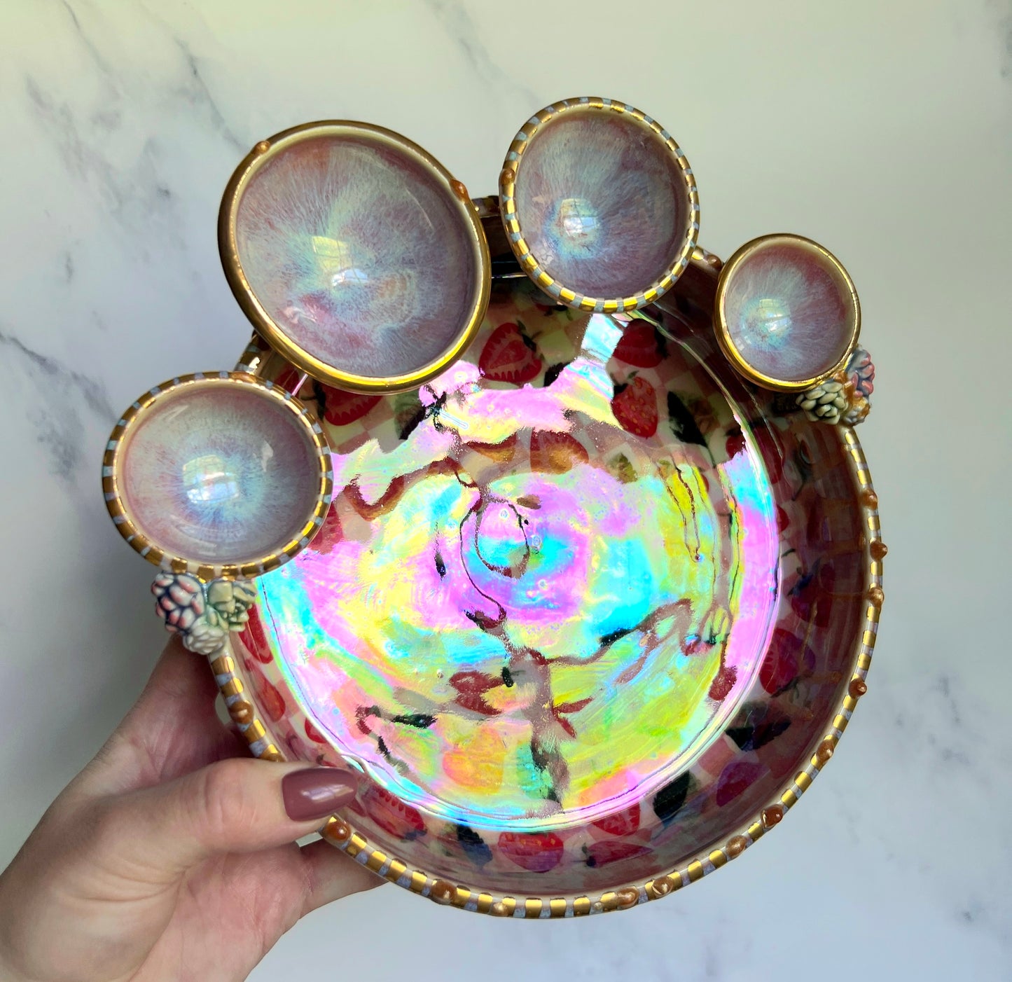 IMPERFECT Strawberry Infinity Tray #6, Succulents Altar Tray Witchy Jewelry Dish Platter