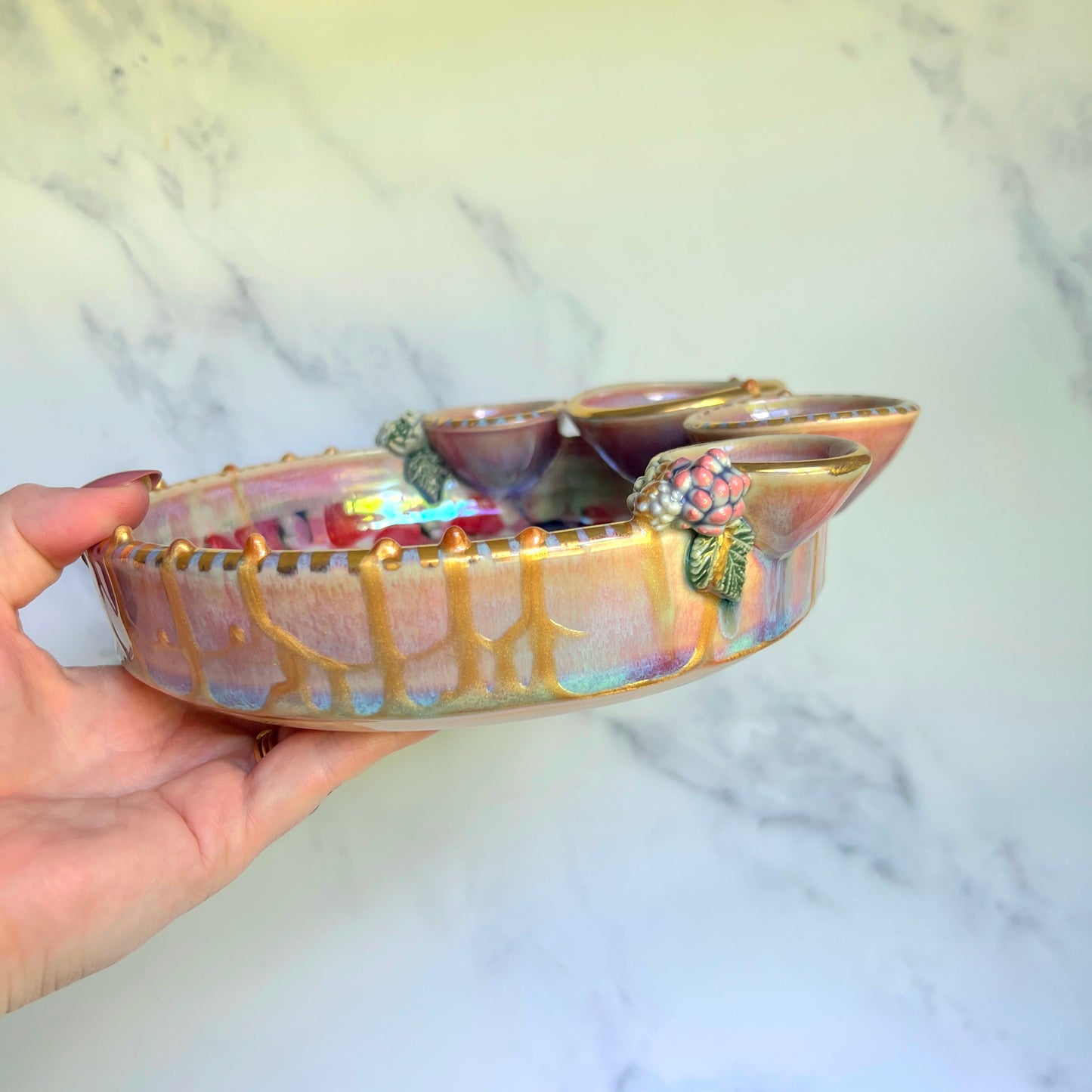 IMPERFECT Strawberry Infinity Tray #6, Succulents Altar Tray Witchy Jewelry Dish Platter
