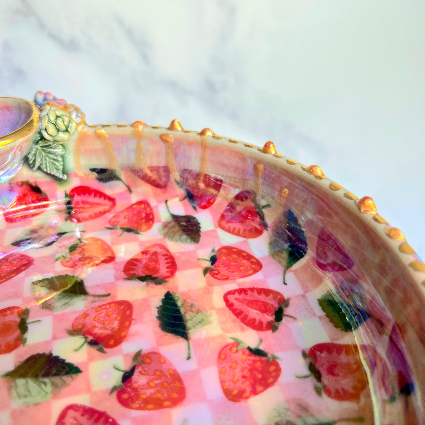IMPERFECT Strawberry Infinity Tray #6, Succulents Altar Tray Witchy Jewelry Dish Platter