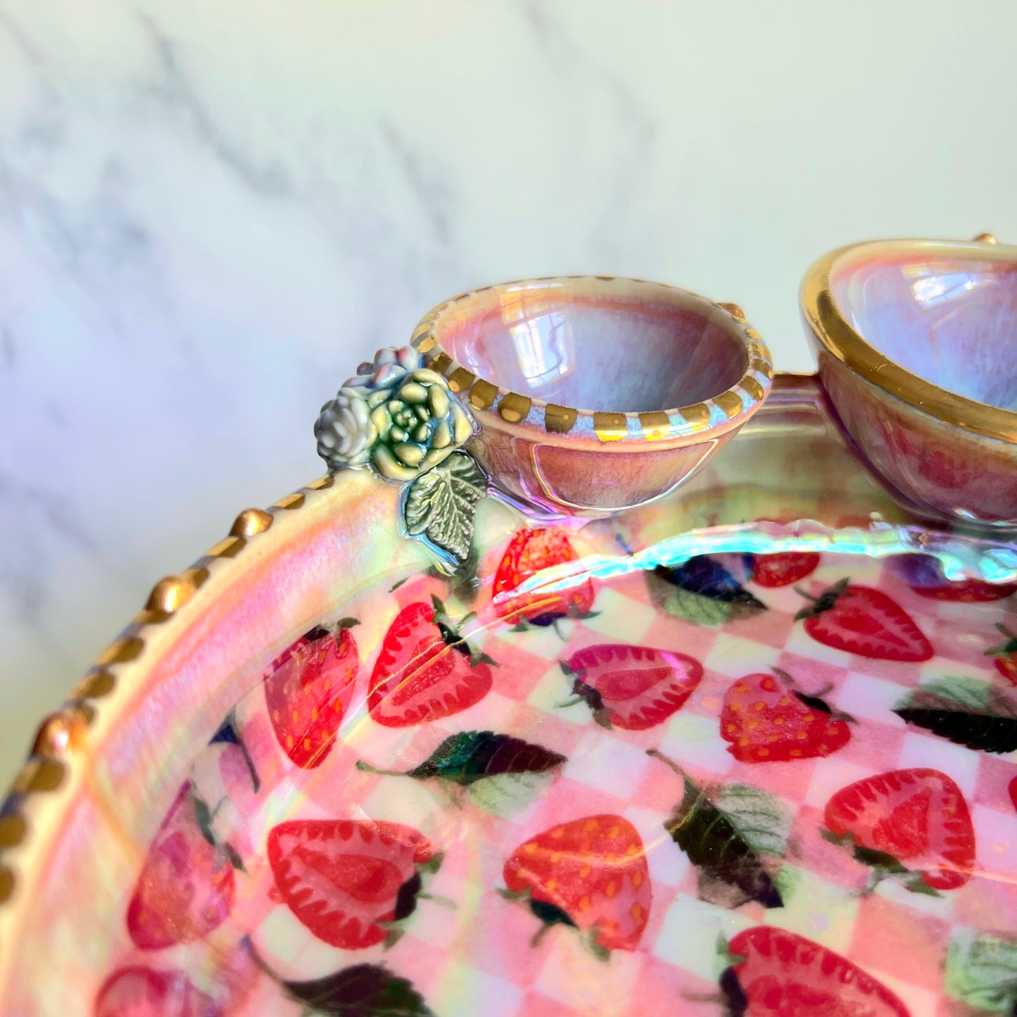 IMPERFECT Strawberry Infinity Tray #6, Succulents Altar Tray Witchy Jewelry Dish Platter