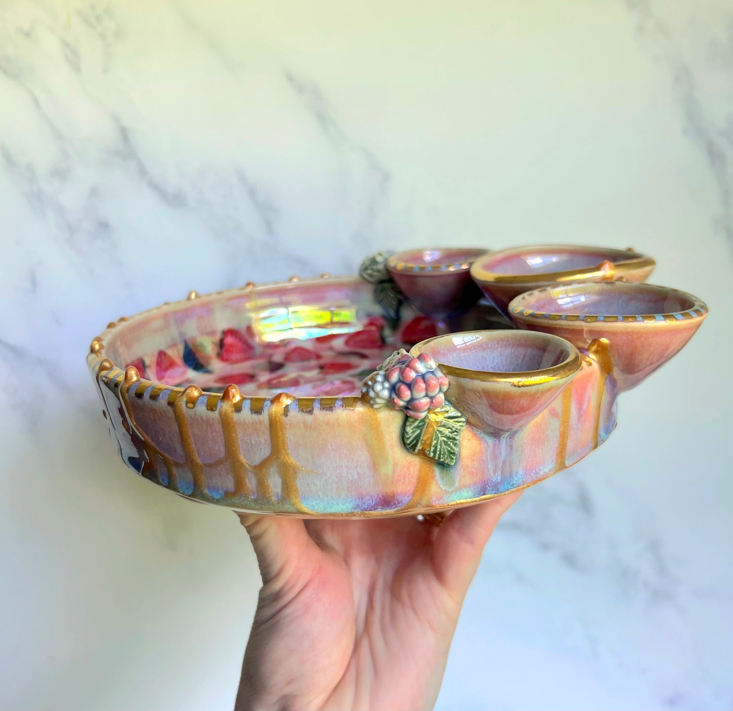 IMPERFECT Strawberry Infinity Tray #6, Succulents Altar Tray Witchy Jewelry Dish Platter