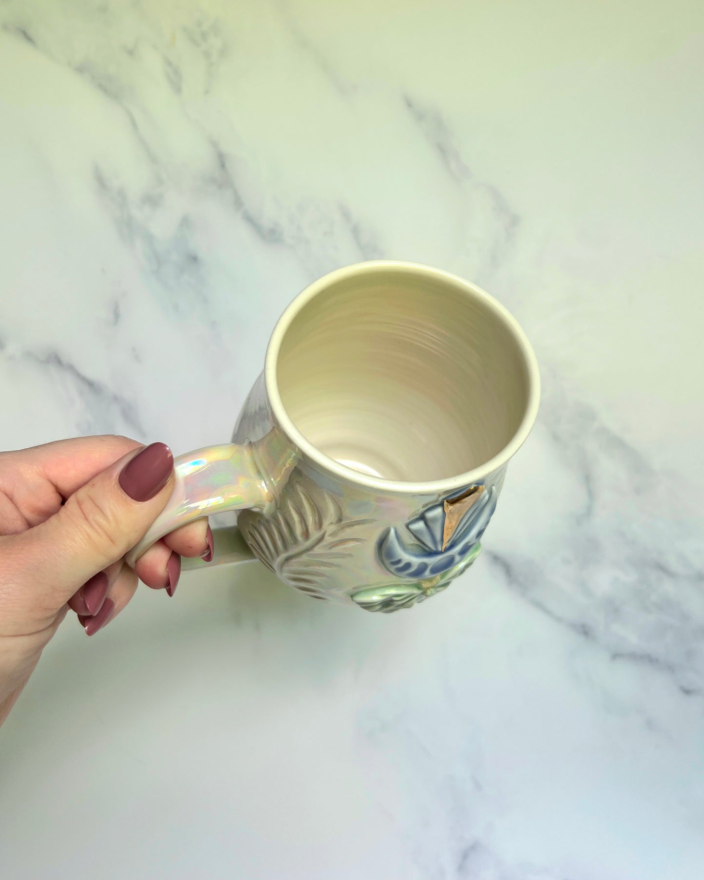 IMPERFECT Luna Moth Mug, Gold Moon Pottery Mug