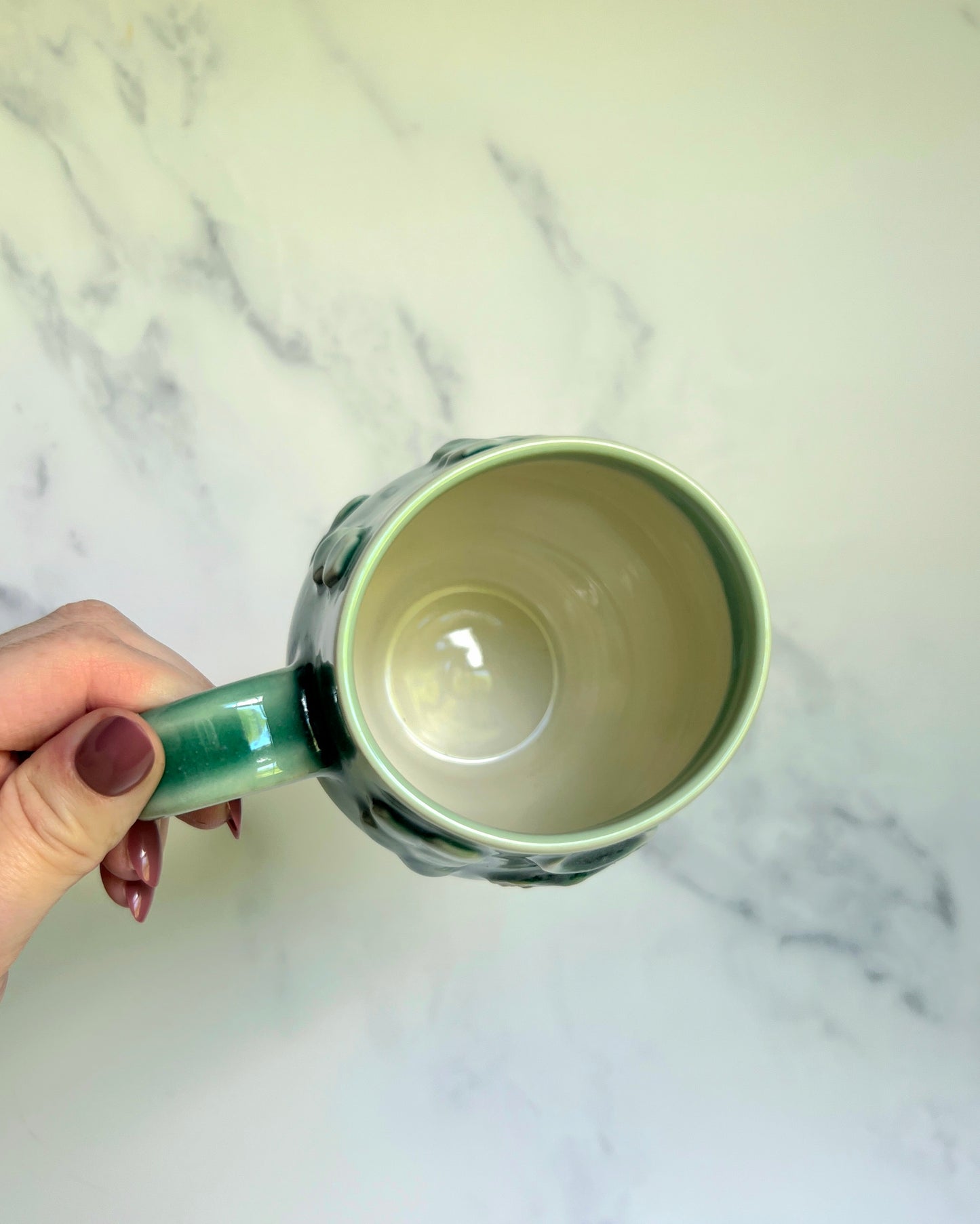 IMPERFECT Honey Bee Mug, Green Honey Comb Pottery Mug