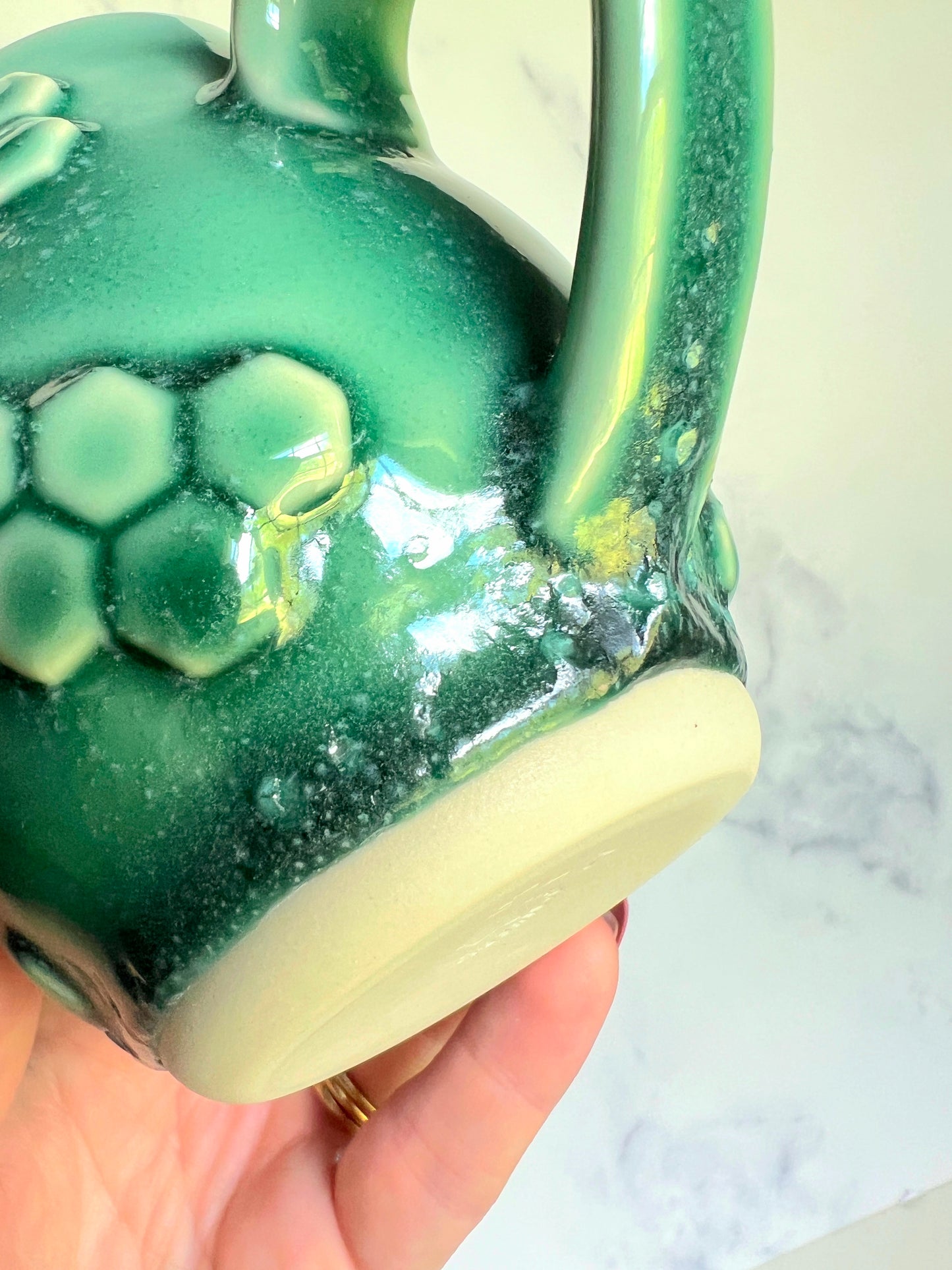 IMPERFECT Honey Bee Mug, Green Honey Comb Pottery Mug