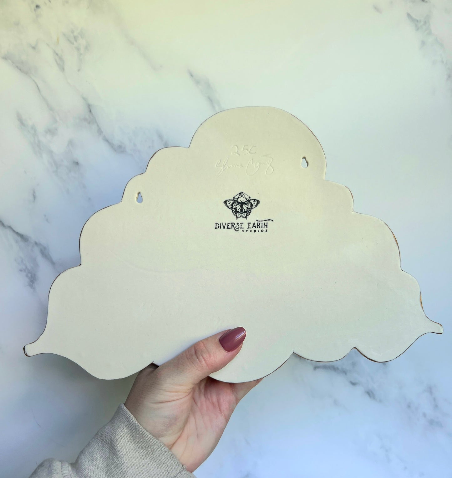 IMPERFECT Cloud Jewelry Wall Hanging Twin Goddess Necklace Display with Ring Dishes