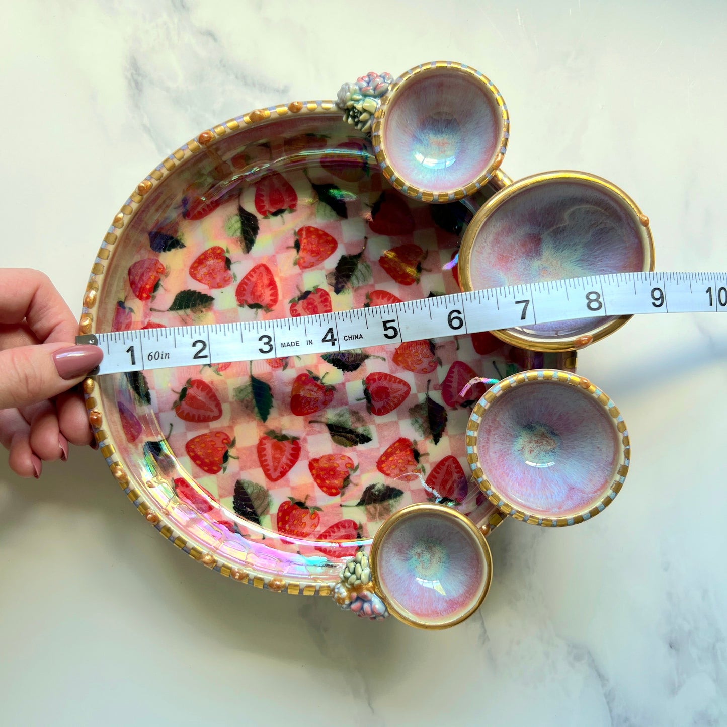 IMPERFECT Strawberry Infinity Tray #6, Succulents Altar Tray Witchy Jewelry Dish Platter