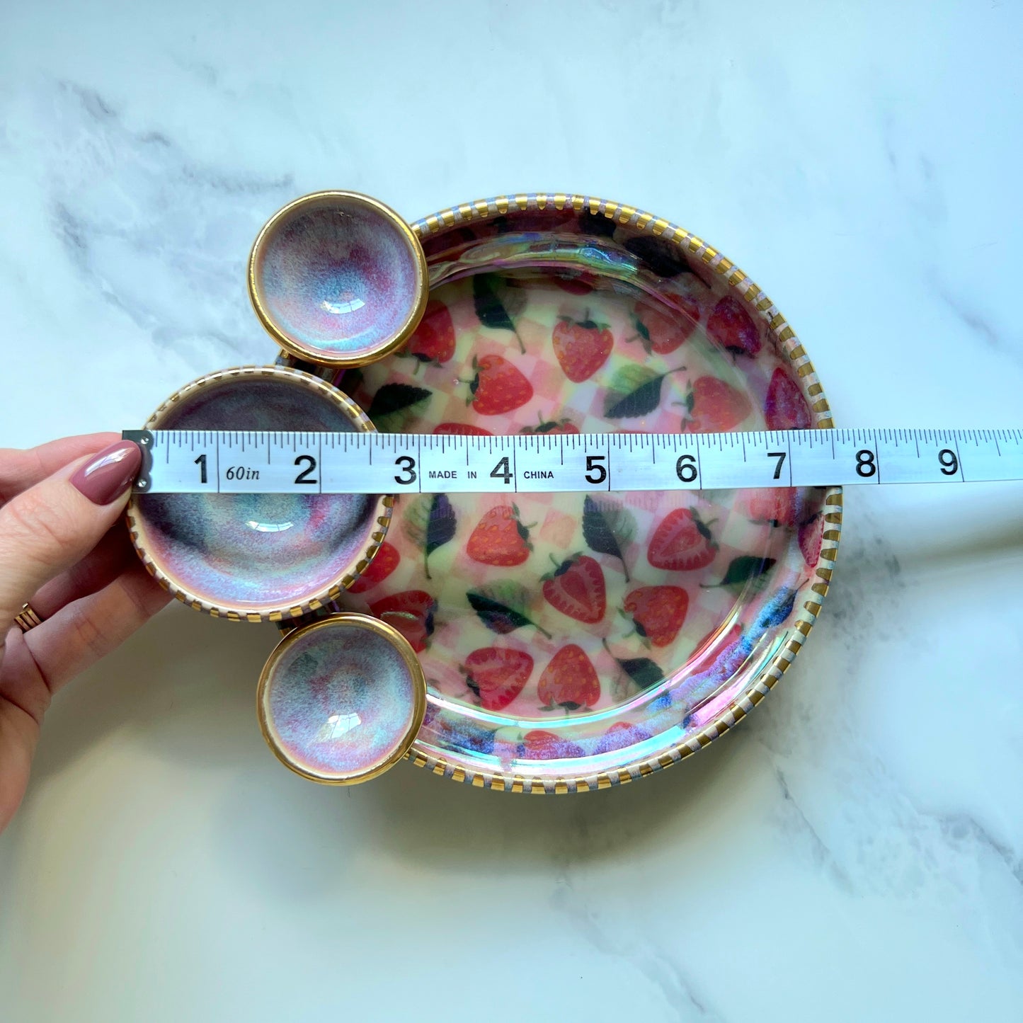 Strawberry Infinity Tray #5, Altar Tray Witchy Jewelry Dish Platter