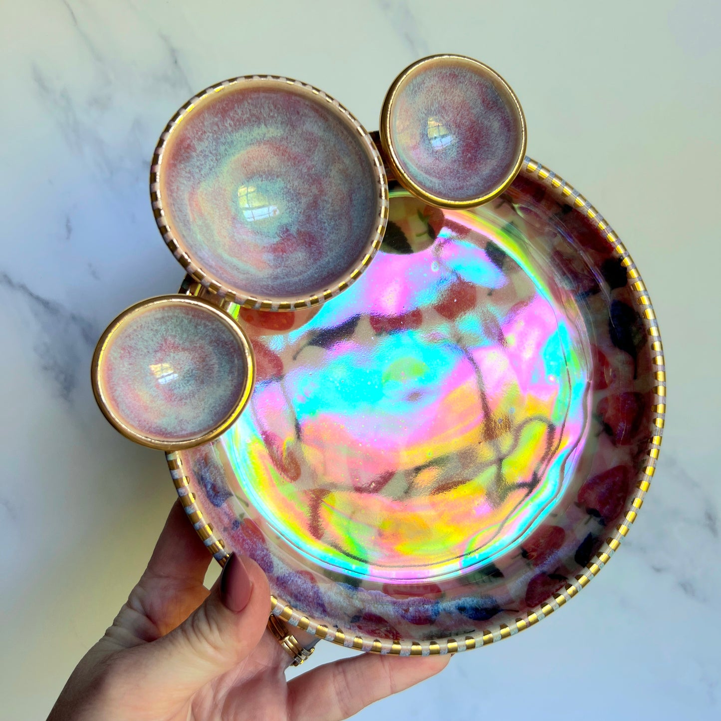 Strawberry Infinity Tray #5, Altar Tray Witchy Jewelry Dish Platter