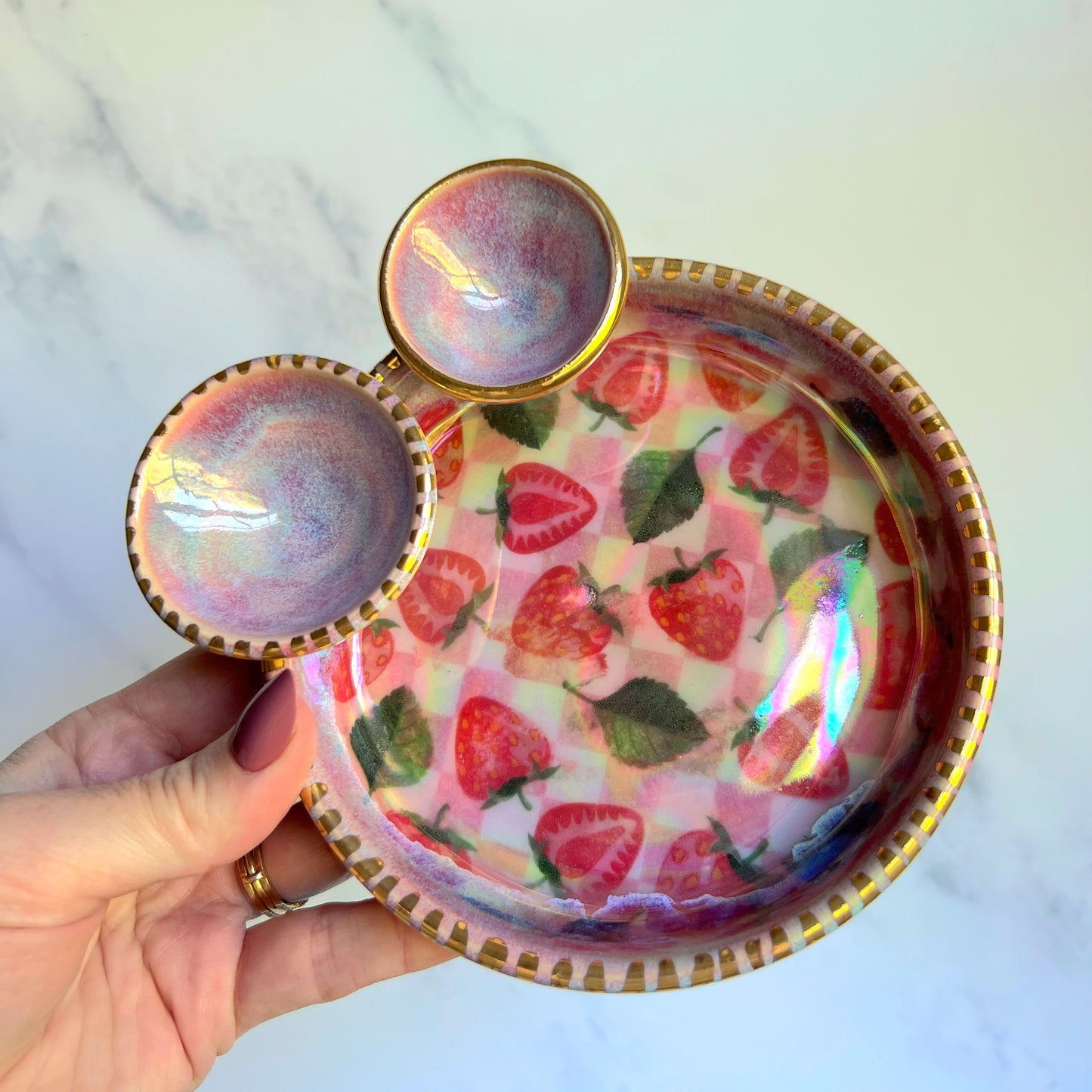 Strawberry Infinity Tray #2, Altar Tray Witchy Jewelry Dish Platter