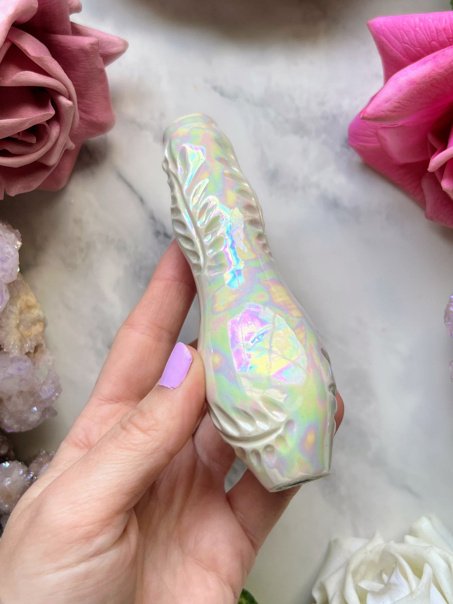 Rainbow Chakra Goddess Pipe with Ceramic Porcelain Smoking Pipe