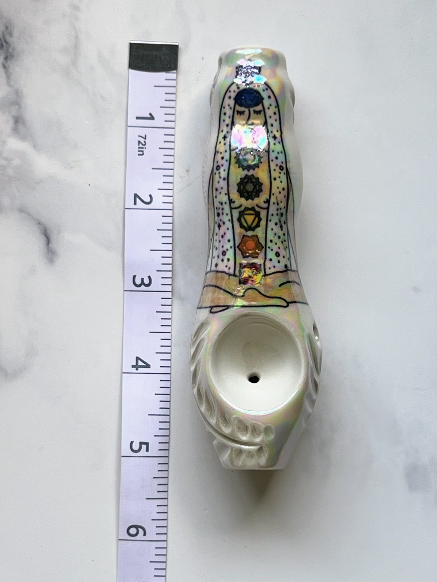 Rainbow Chakra Goddess Pipe with Ceramic Porcelain Smoking Pipe