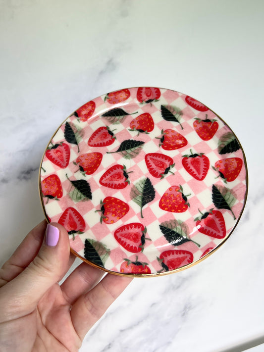 Strawberry Tray Plate, Altar Tray Witchy Jewelry Dish