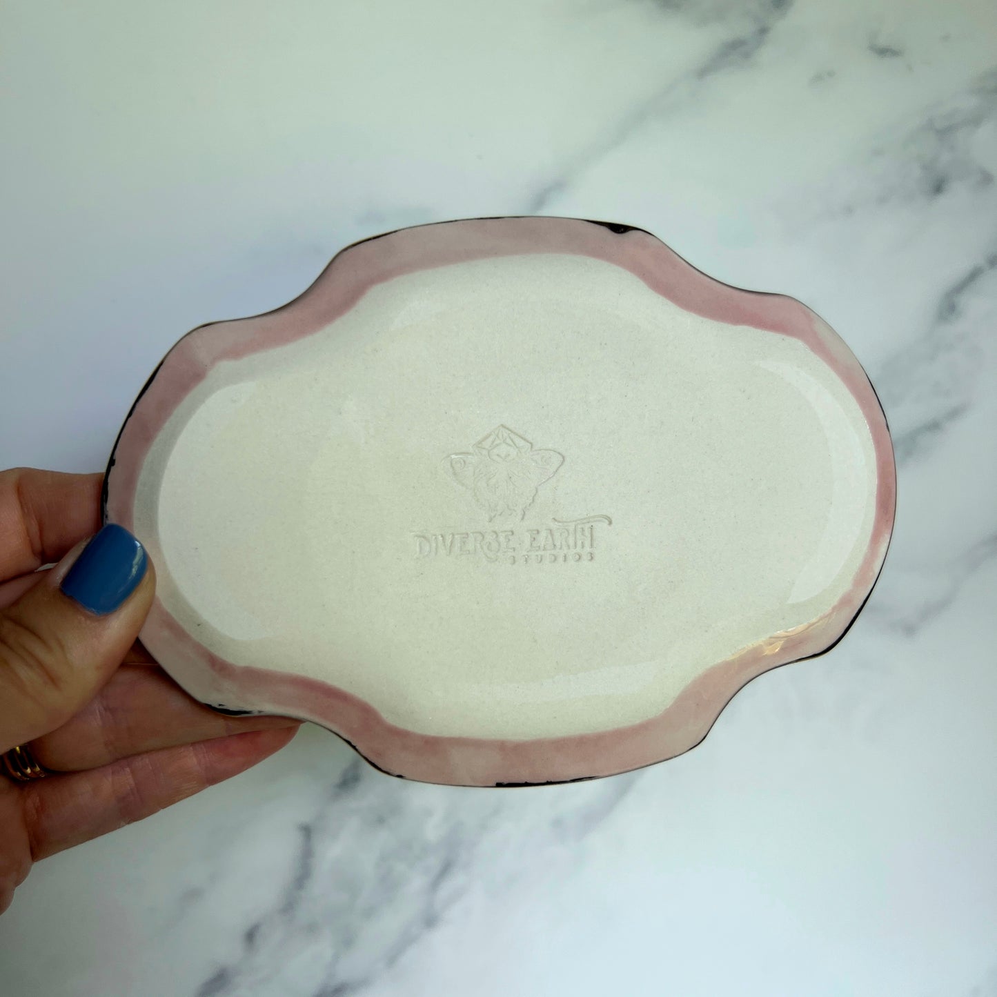 Gold Bluberry Dish Square Iridescent Oval Altar Ring Jewelry Tray