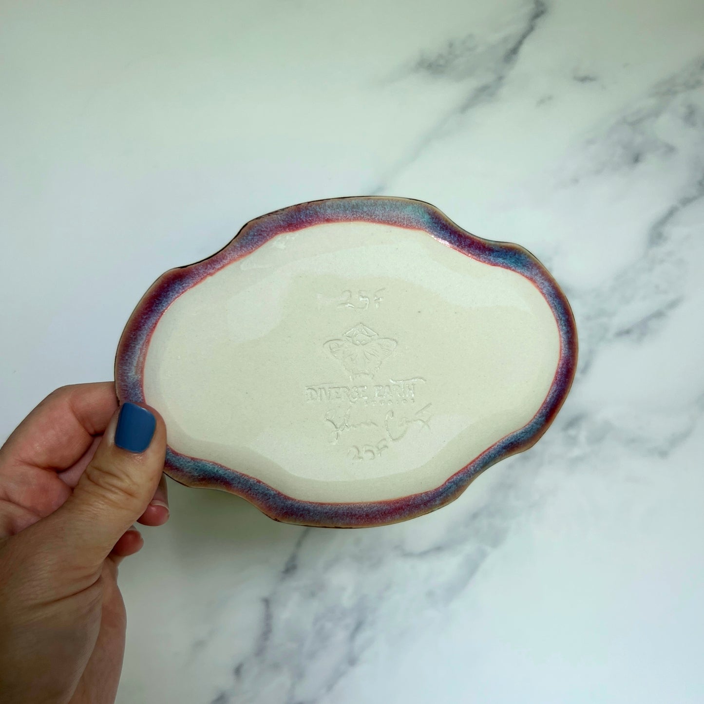 Oval Coral Reef Dish Iridescent Altar Ring Jewelry Dish
