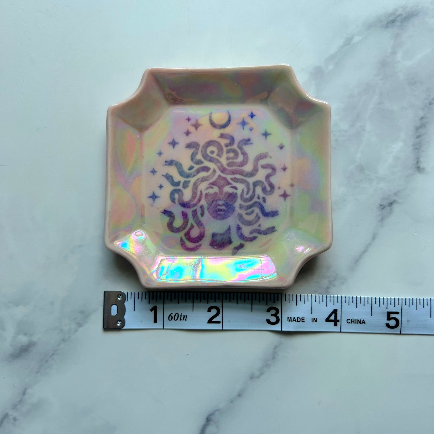 Medusa Dish Square Iridescent Altar Ring Jewelry Tray
