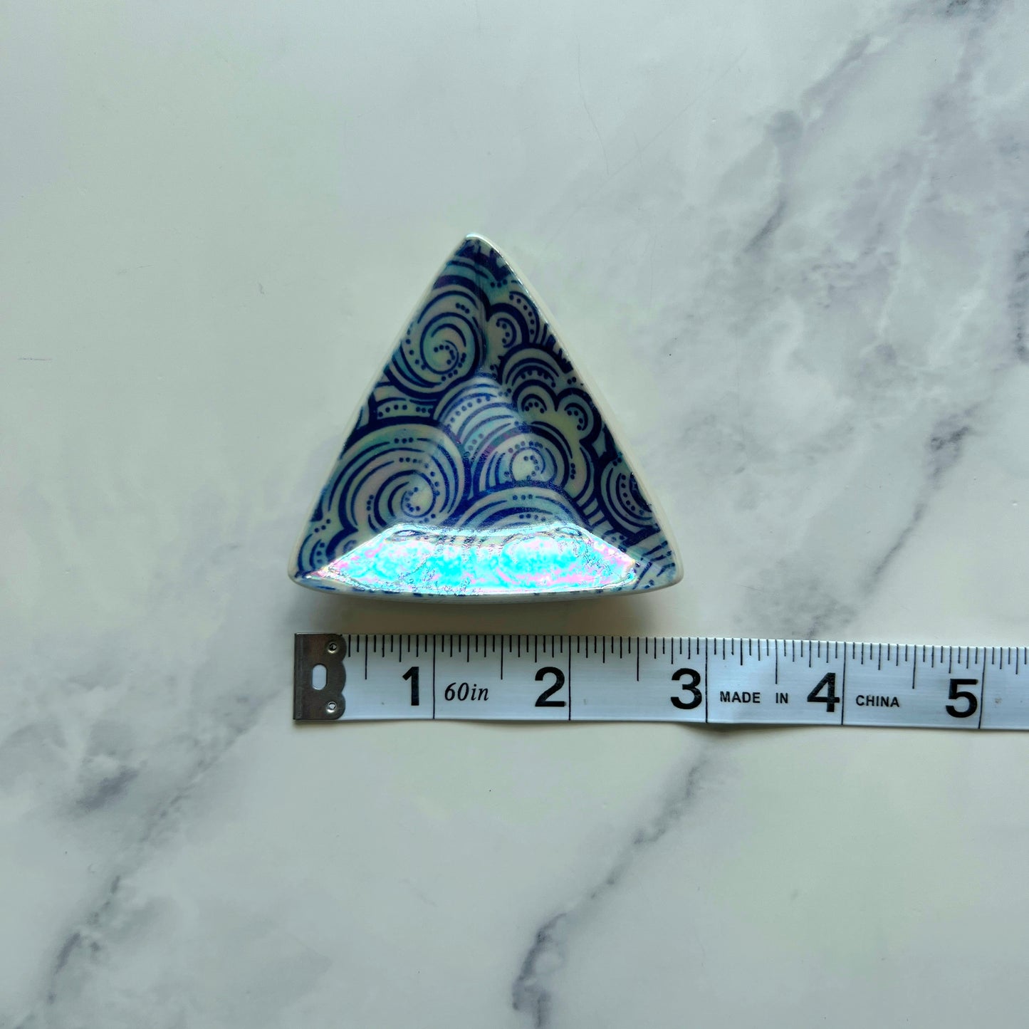 4 Piece Set - Cloud Triangle Dish Iridescent Altar Ring Jewelry Tray