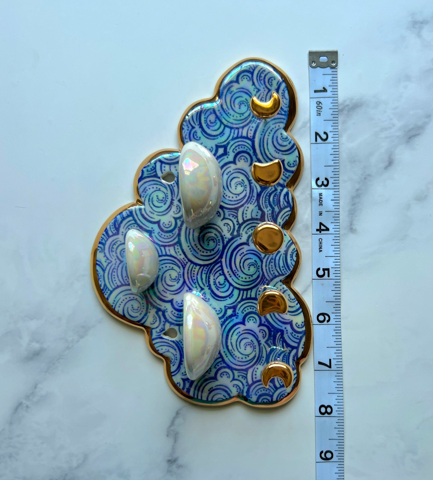 3 Dish Cloud Jewelry Wall Hanging Necklace Display with Ring Dishes #1