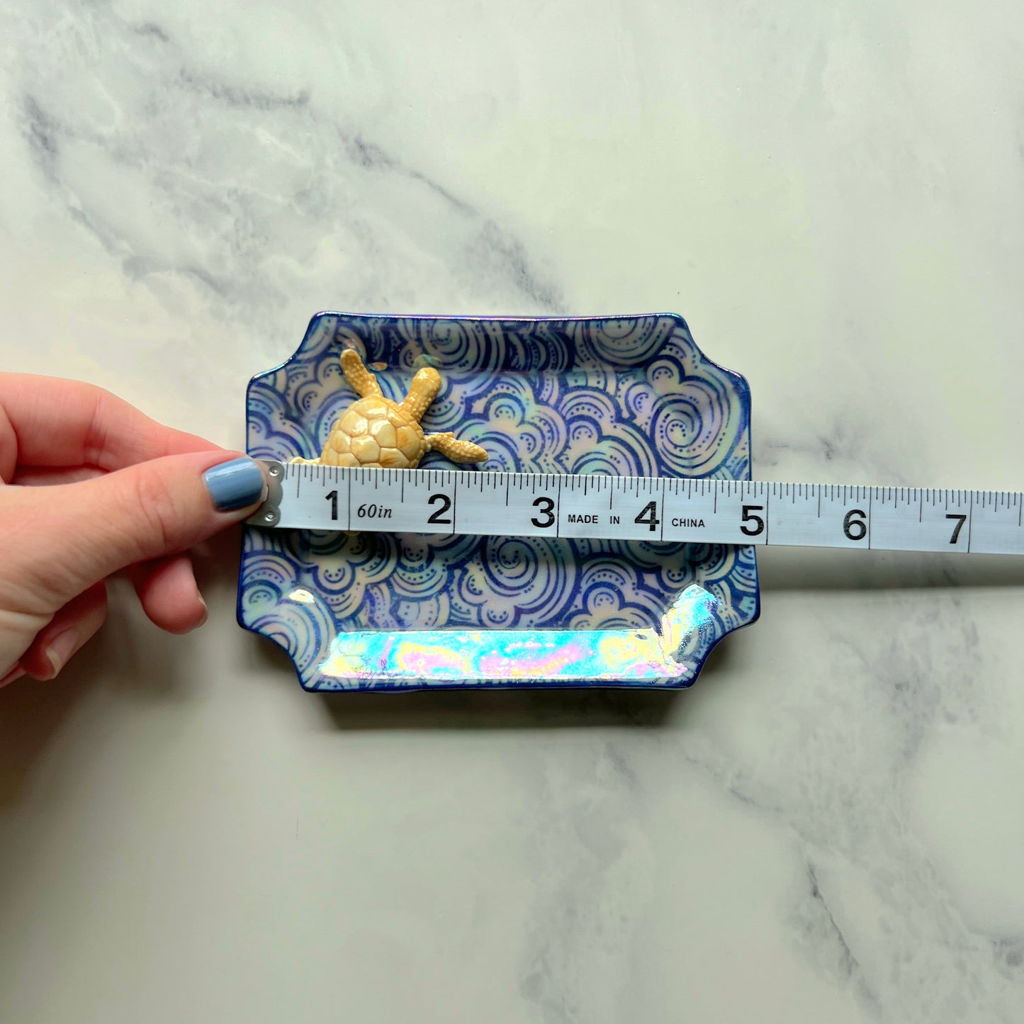 Turtle Cloud Iridescent Altar Ring Jewelry Tray Rectangle