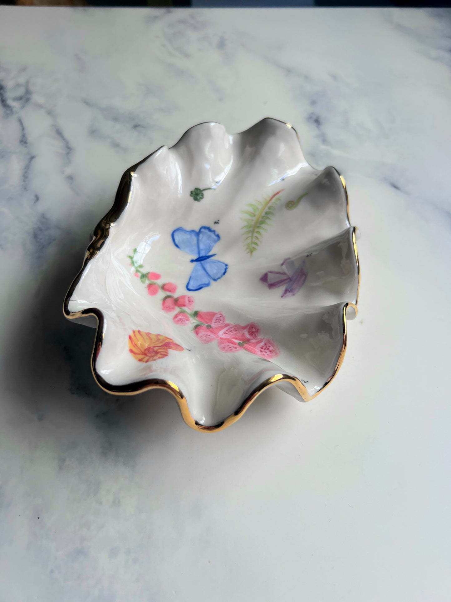 Botanical Illustration Shell Bowl - Vintage Style Cabinet of Curiosities