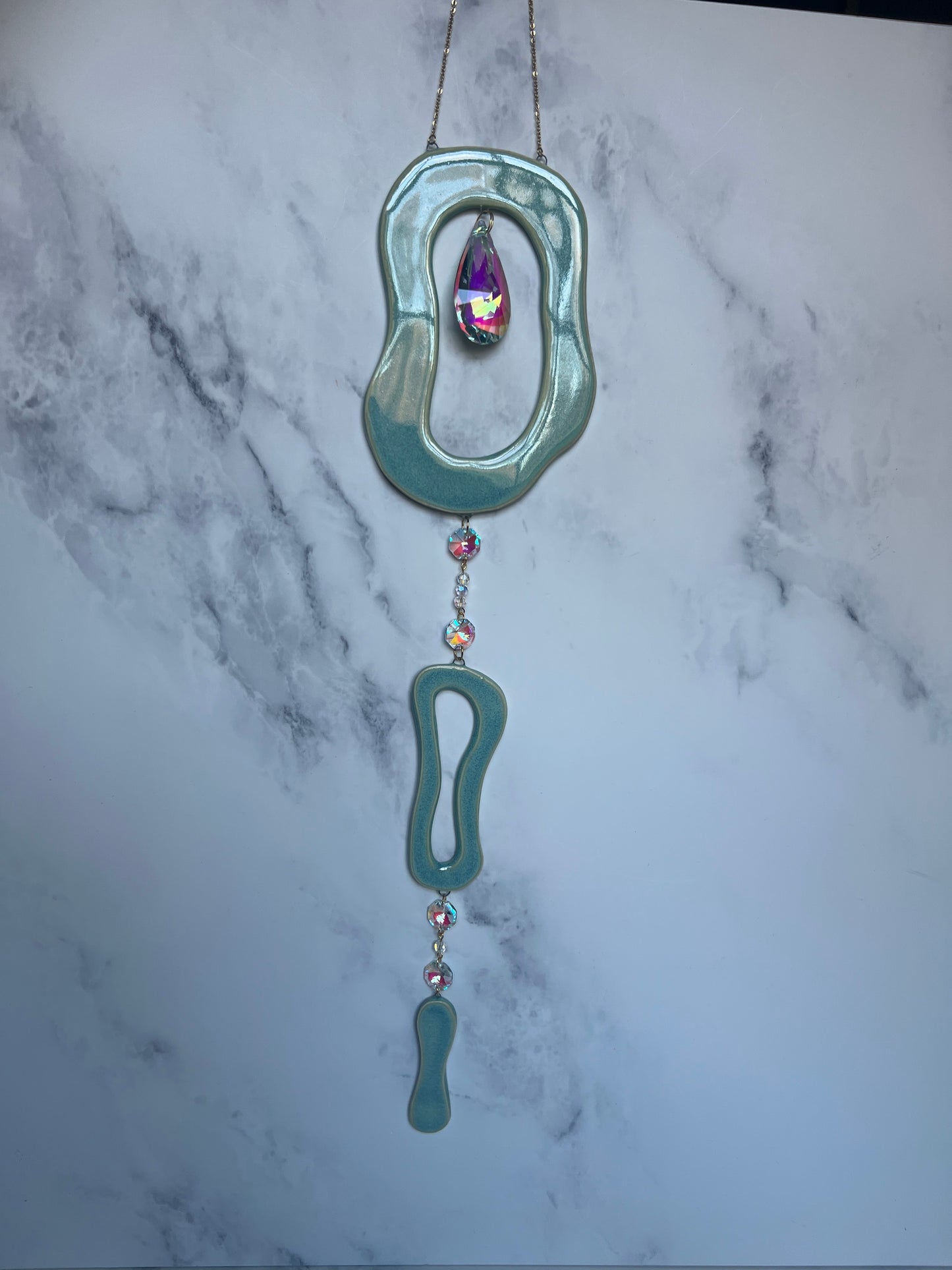 Organic MCM Ornament Suncatcher Wall Hanging Decor Teal