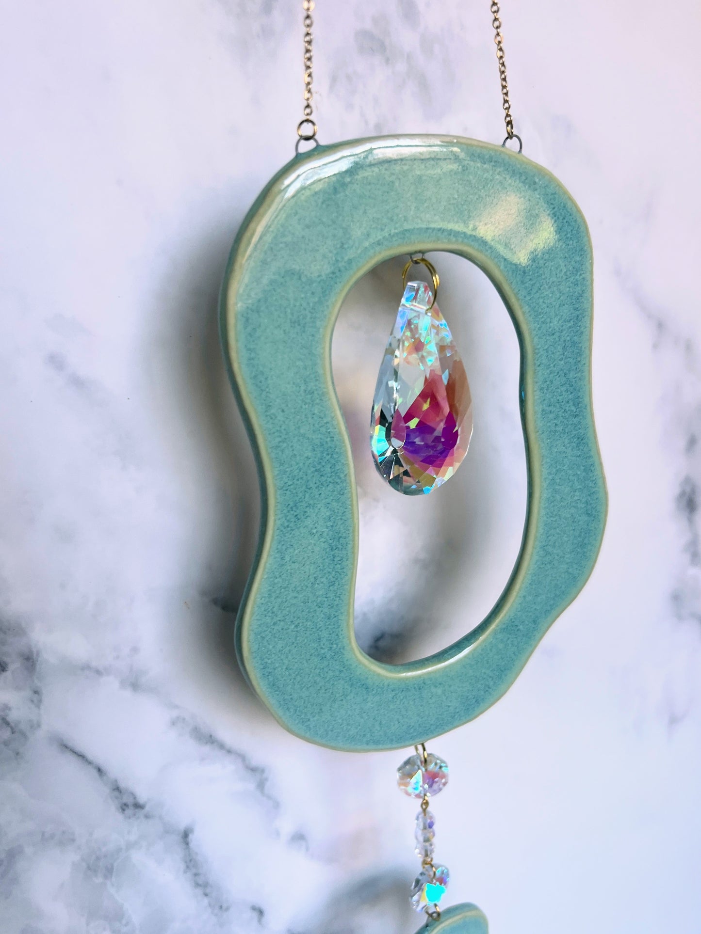 Organic MCM Ornament Suncatcher Wall Hanging Decor Teal