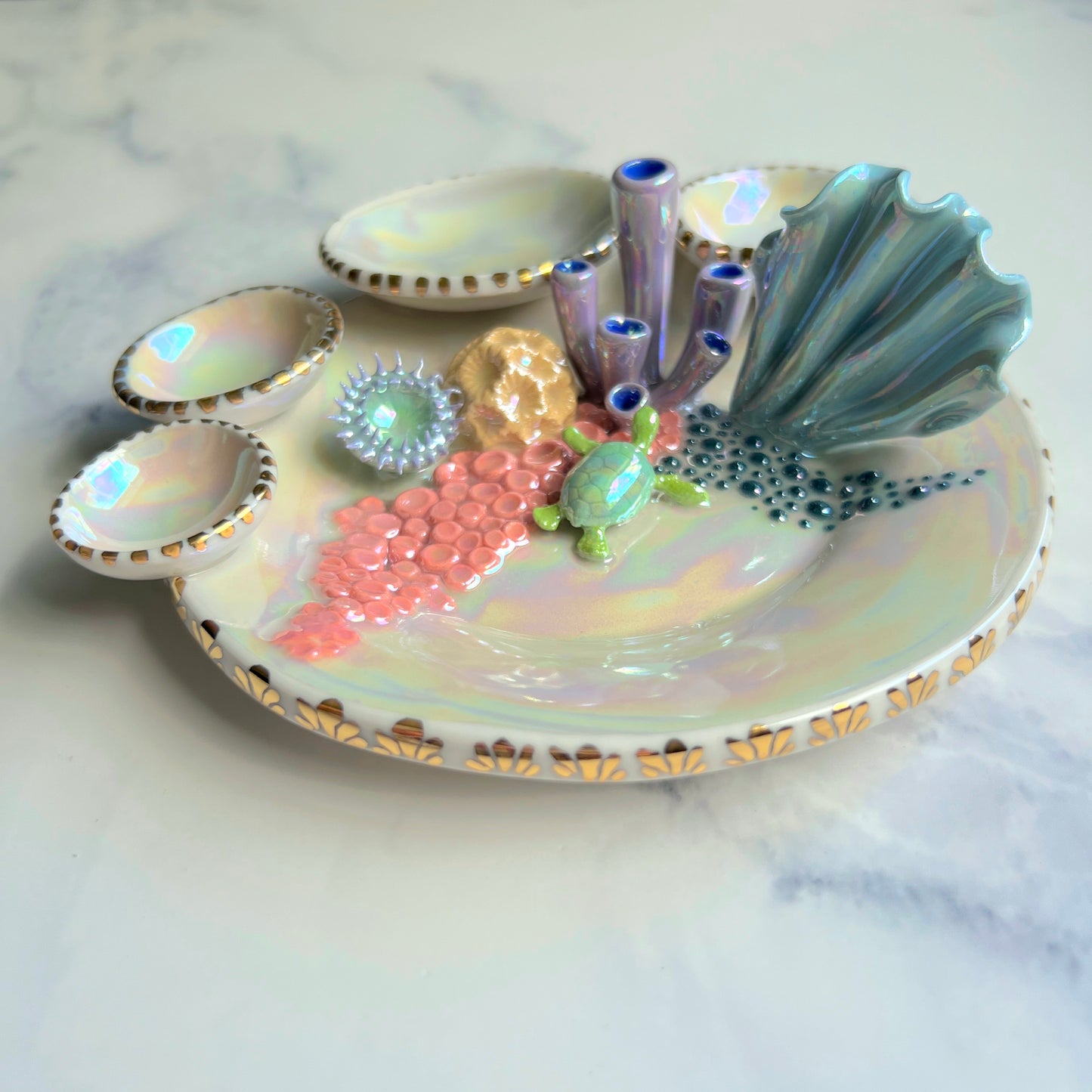 Ocean Dreams - Coral Reef Dish Iridescent Infinity Sea Turtle Tray