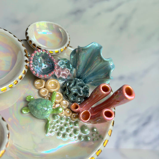 Mystic Lagoon - Sea Turtle Coral Reef Dish Jewelry Infinity Tray