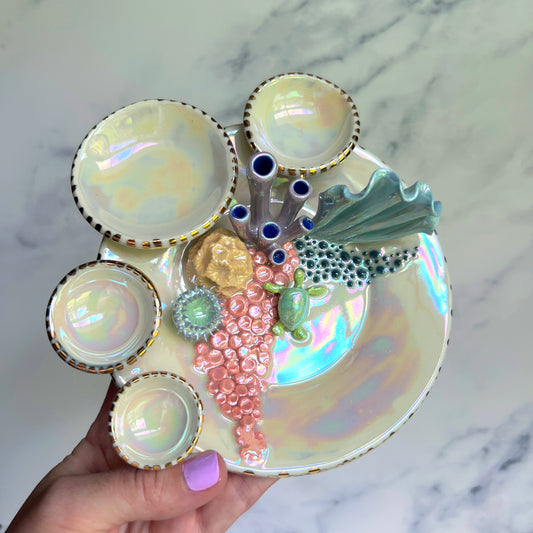 Ocean Dreams - Coral Reef Dish Iridescent Infinity Sea Turtle Tray