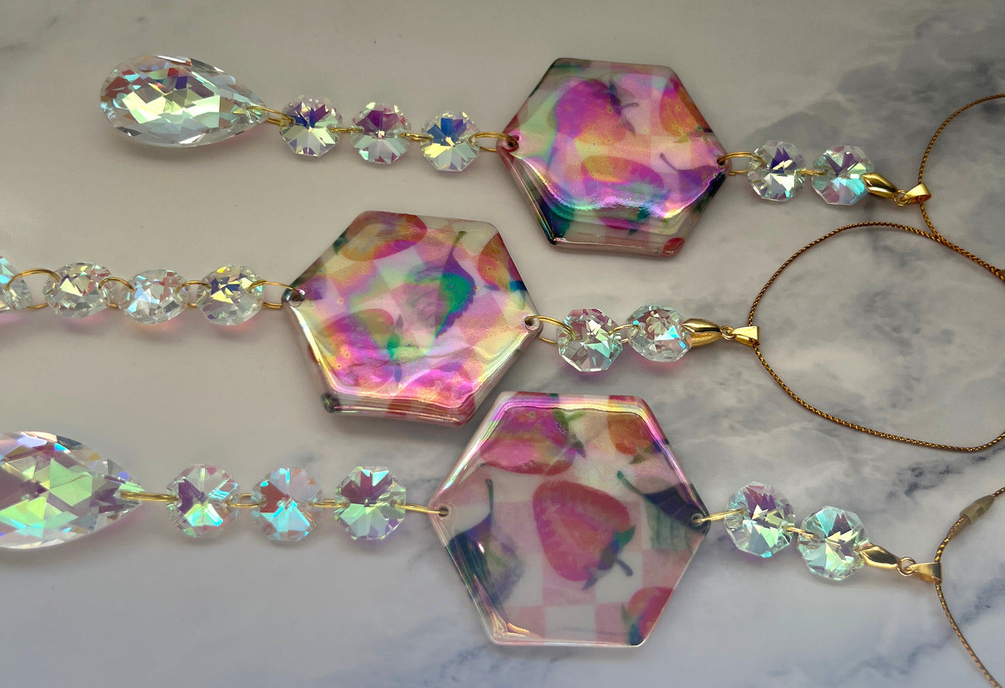 Strawberry Hexagon Suncatcher