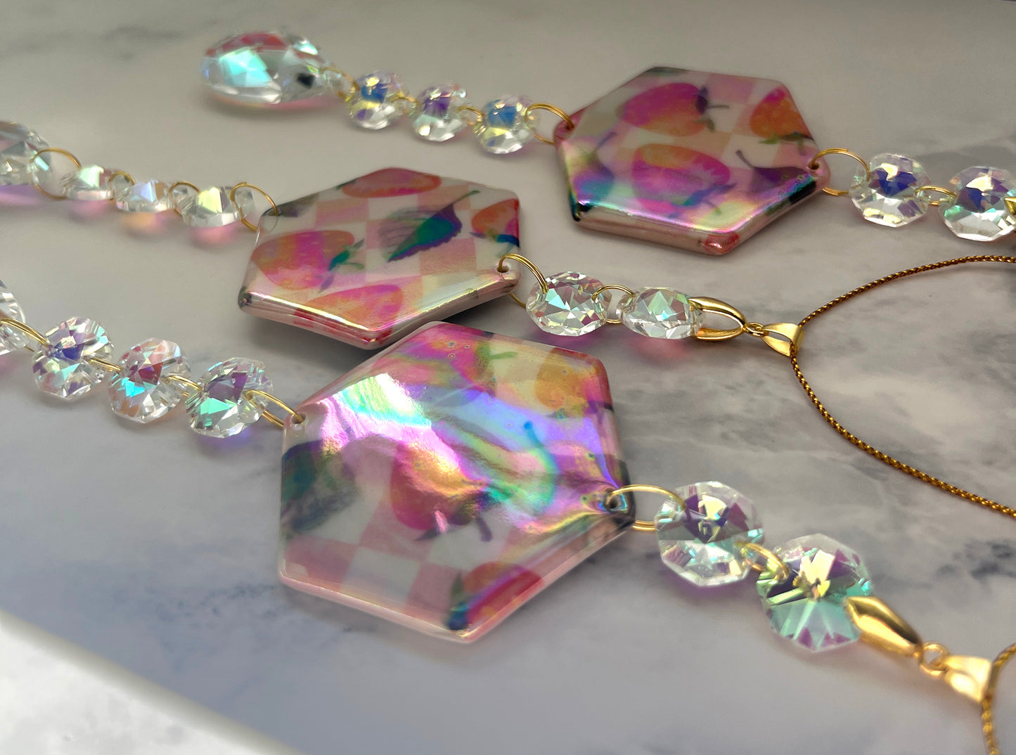 Strawberry Hexagon Suncatcher