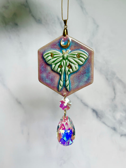 Luna Moth Sun Catcher Round Wall Hanging Decor