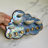 5 Dish Cloud Jewelry Wall Hanging Necklace Display with Ring Dishes #5