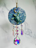 Sea Turtle Suncatcher Dreamy Clouds Gold Moon