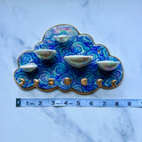 Larger 5 Dish Cloud Jewelry Wall Hanging Necklace Display with Ring Dishes