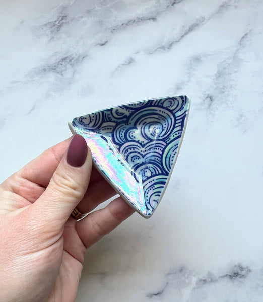 Cloud Triangle Circle Dish Iridescent Altar Ring Jewelry Tray