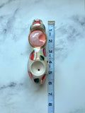 Rose Quartz Moon Pipe Strawberry Porcelain Smoking Pipe