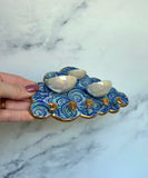 PRE-ORDER Cute Cloud Jewelry Wall Hanging 3 Dish Necklace Display with Ring Dishes