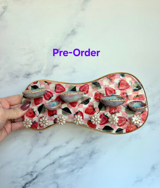 Strawberry Jewelry Wall Hanging Necklace Display with Ring Dishes