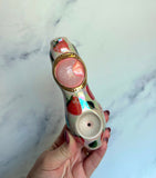 Rose Quartz Moon Pipe Strawberry Porcelain Smoking Pipe