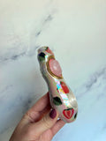Rose Quartz Moon Pipe Strawberry Porcelain Smoking Pipe