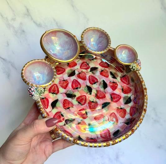 IMPERFECT Strawberry Infinity Tray #6, Succulents Altar Tray Witchy Jewelry Dish Platter