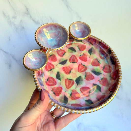 Strawberry Infinity Tray #5, Altar Tray Witchy Jewelry Dish Platter