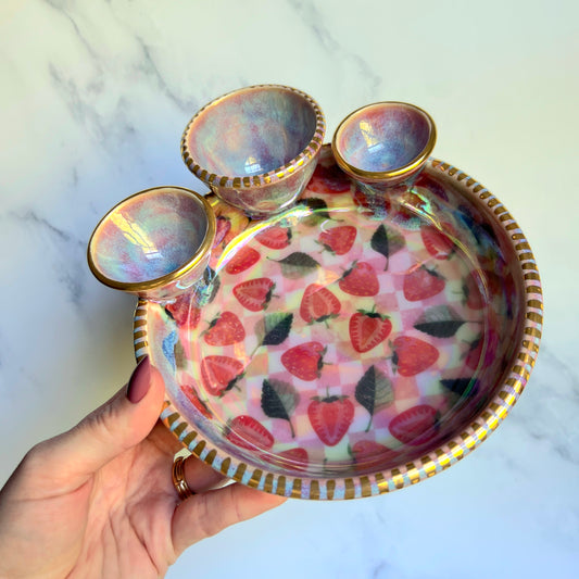 Strawberry Infinity Tray #4, Altar Tray Witchy Jewelry Dish Platter
