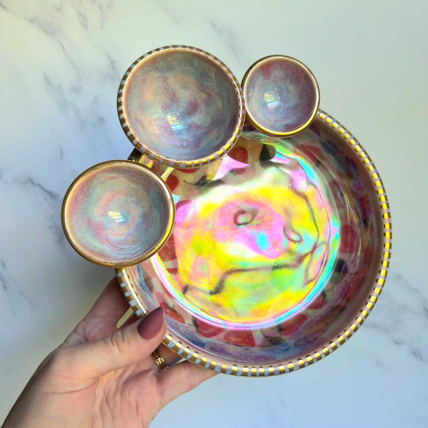 Strawberry Infinity Tray #4, Altar Tray Witchy Jewelry Dish Platter