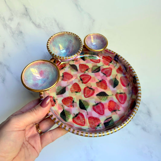 Strawberry Infinity Tray #3, Altar Tray Witchy Jewelry Dish Platter